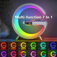 Color-changing multi-function Bluetooth lamp with clock and wireless charging features