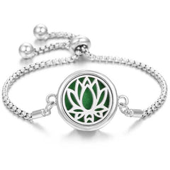 Elegant stainless steel perfume bracelet with adjustable chain and lotus design for essential oil diffusion