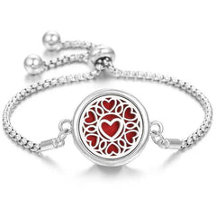 Elegant stainless steel perfume bracelet with heart design and adjustable chain for fragrance diffusion