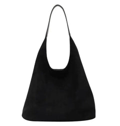 Black suede one-shoulder underarm bag with large capacity and simple casual design