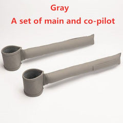 Gray leather car seat gap fillers set with built-in cup holders for main and co-pilot seats