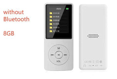RuiZu X02 MP3 Voice Recorder and Portable Player in white with 1.8-inch color screen, 8GB storage, and button controls.