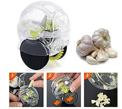 Rolling garlic chopper kitchen tool with sharp blades and smooth rollers for easy garlic mincing without mess or odor.